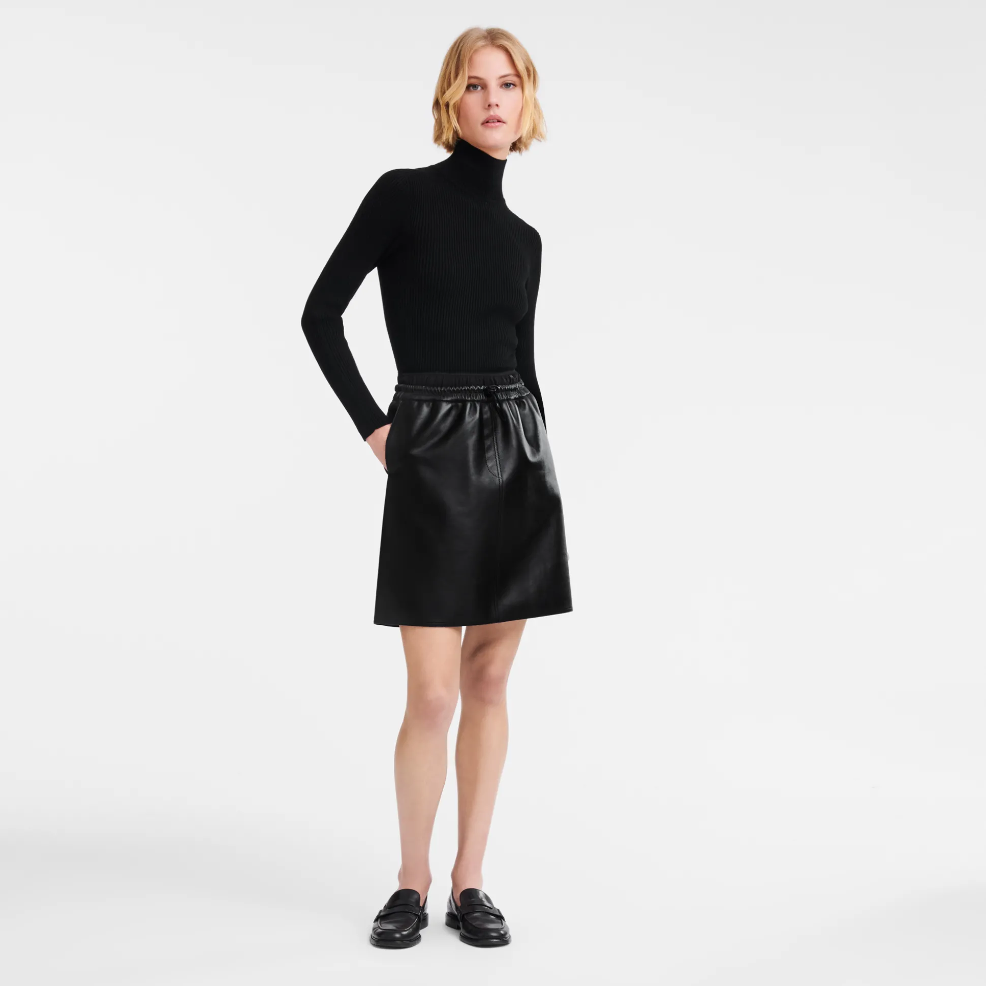 Kurzer Lederrock Mit Gürtel-Patch*Longchamp Fashion